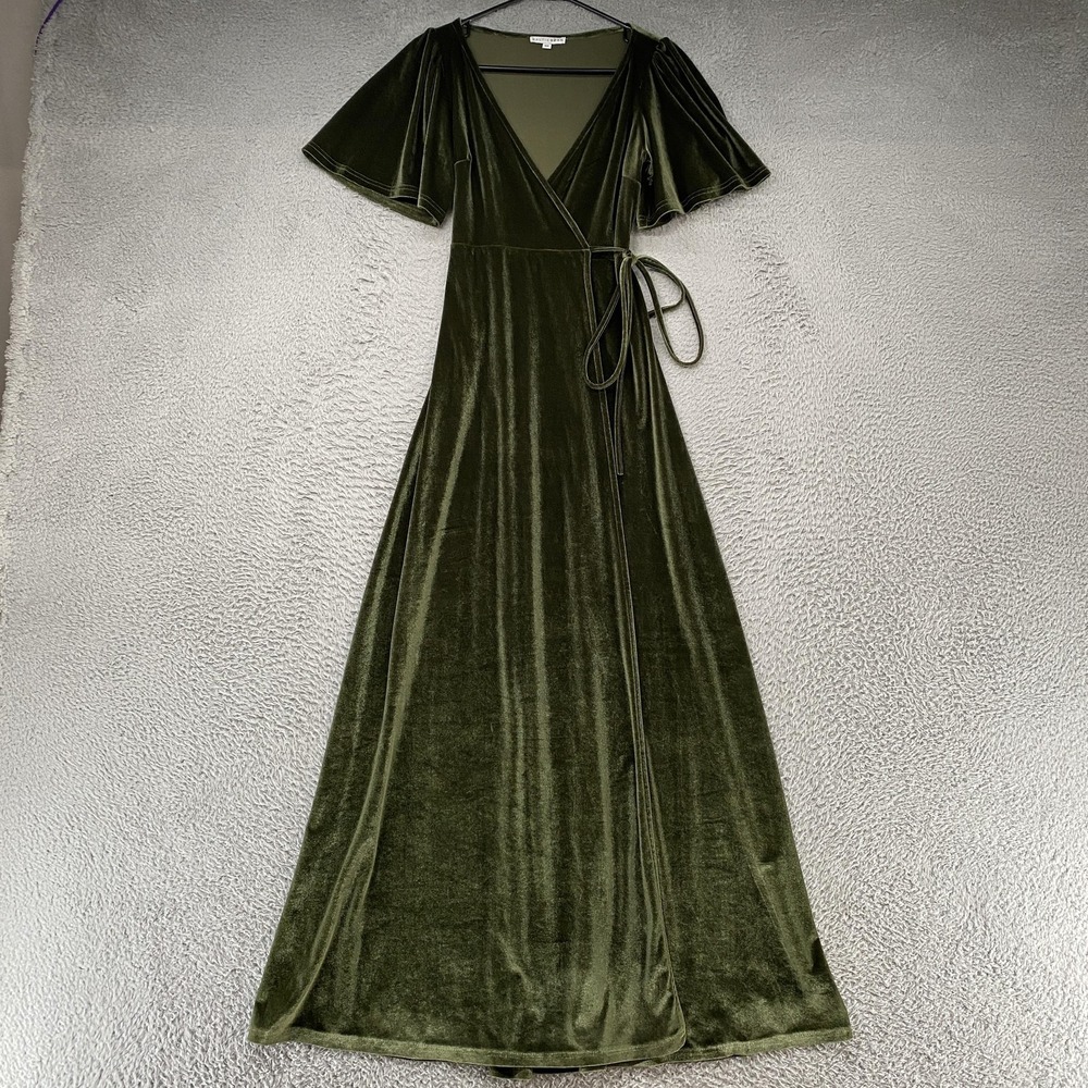Baltic Born Velvet Wrap Dress Womens XS Maxi Katelyn Babydoll Formal Evening